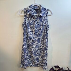 Banana Republic Blue and White Paisley Mini Dress